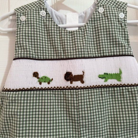 New Gingham Smocked Longalls - Picture 5 of 9
